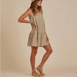Rylee + Cru Striped Tan Dress